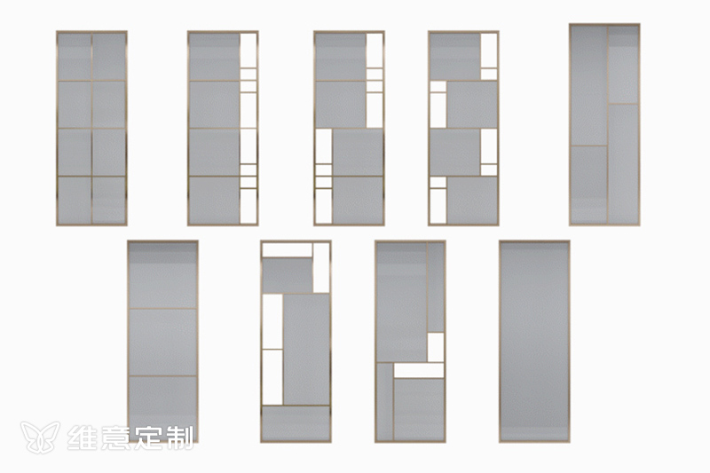 　　维意定制针对家装设计痛点，全新推出“美家定制隔断”系列，9大产品款式，通过门芯纹理与框架的设计变化，能够适应各空间不同的需求，帮助客户打造真正定制的美学空间...